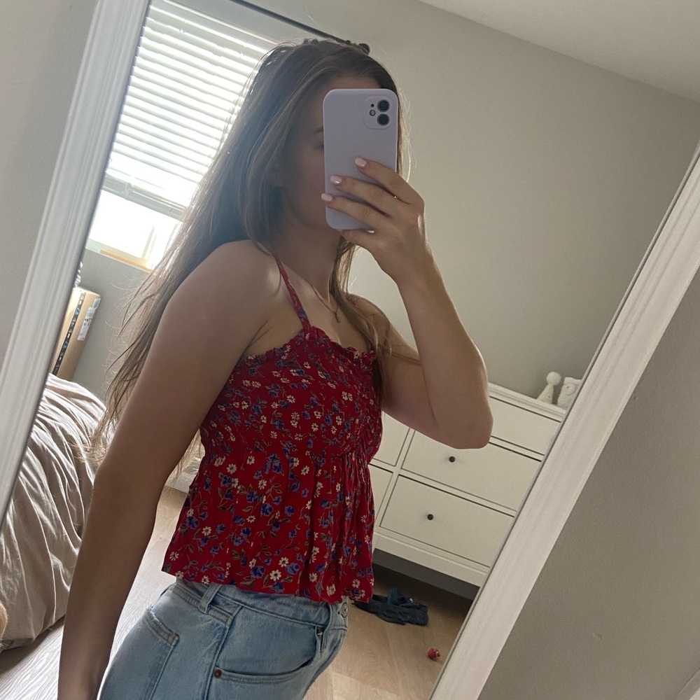 Patrons of Peace Red Floral Top